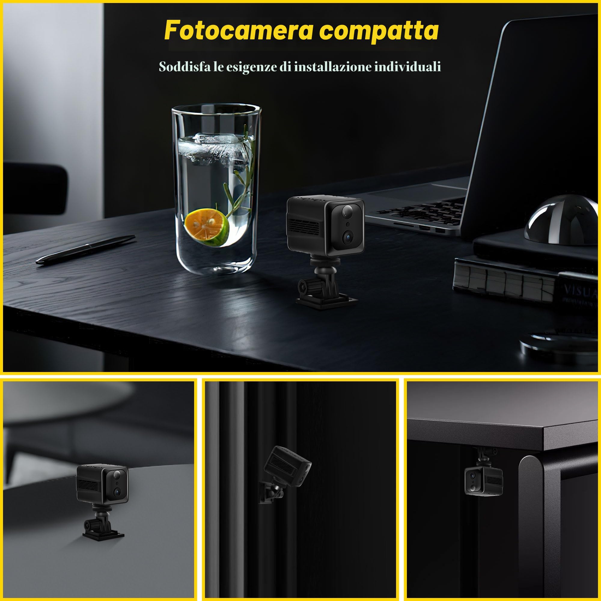 Telecamera Spia 4K, Aggiornato Mini Telecamera Spia Nascosta | Sicurezza Camera Wifi Interno Senza Fili per Casa, Microcamera Videocamera con Audio, Batteria da 3000mAH, Visione Notturna