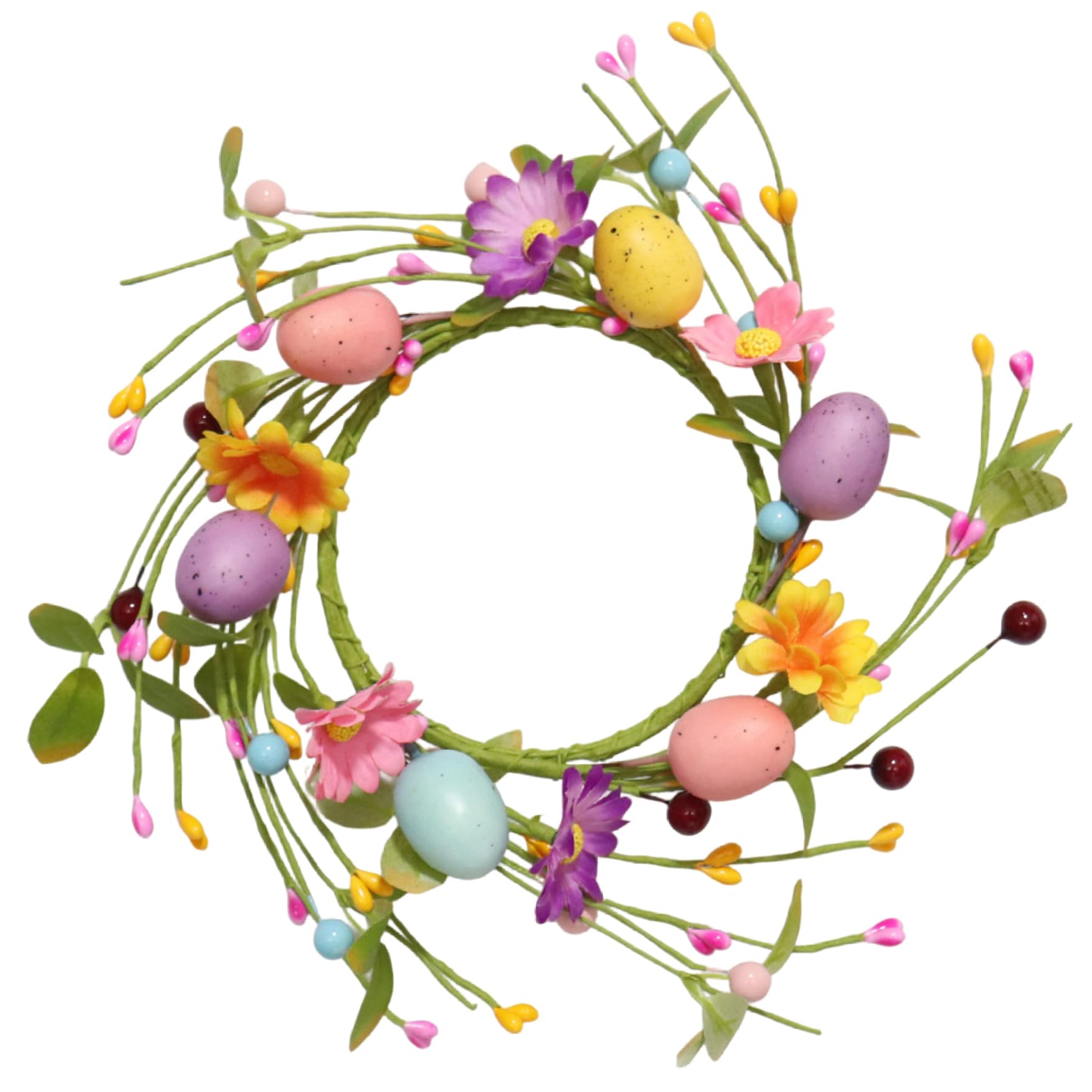 Couronne de bougie Pâques haut de gamme avec baies et œufs pastel