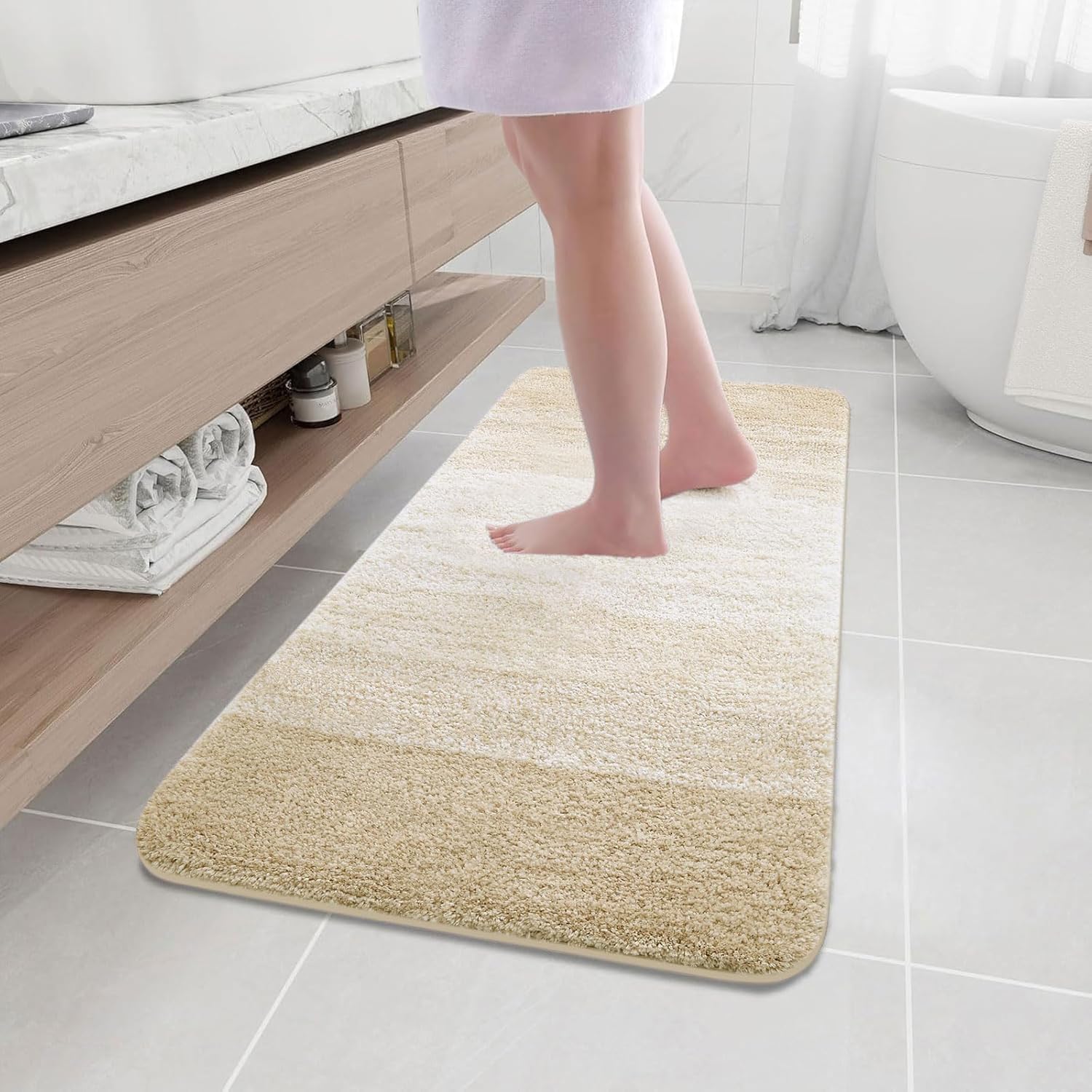 Arotive Microfiber Bathroom Rugs, Shaggy Soft and Absorbent