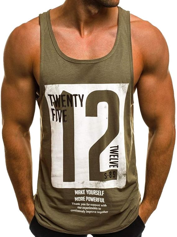 Amazon メンズ服 タンクトップ Florrita 男性 袖なし Tシャツ 12数字 Luck プリント 春 夏 秋 大きいサイズ 上着 ベストカットソー 夏用服 上着 スウェット トップス トレーナー アクティブシャツ Tシャツ 通販