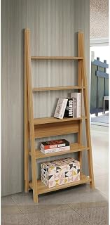 All Homely Rovella Series 5 Shelf Ladder Bookcase | Contemporary Oak Wood Effect Finish with 5 Tiered Shelves | W64cm H175.4cm D36.7cm Oak