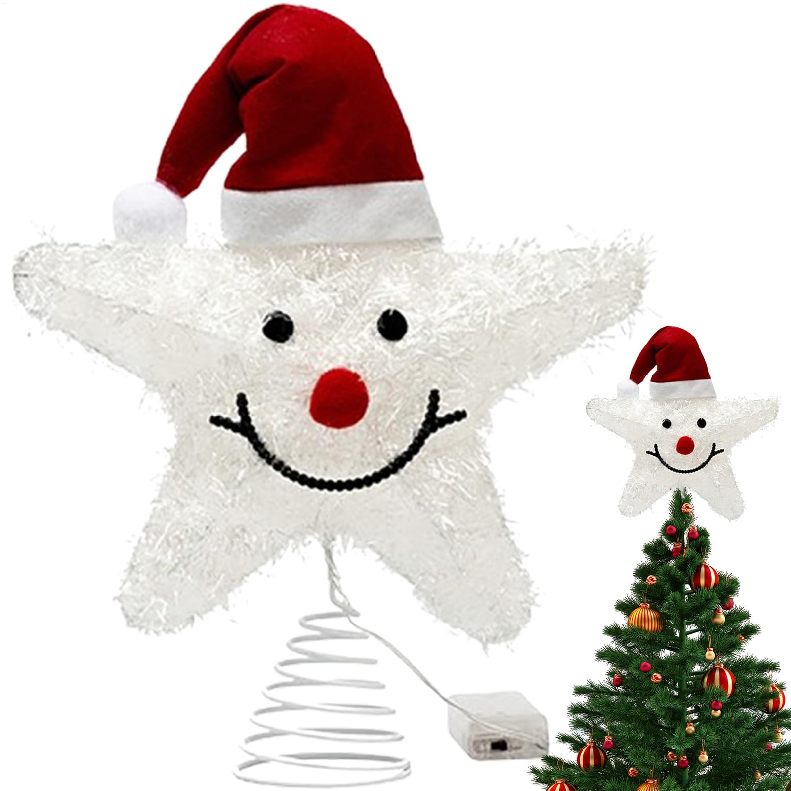 Estrella de Navidad para árbol con pentágono iluminado para una decoración interior cálida