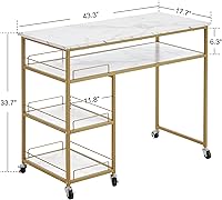 Vista 3 de BarberPub Mesa de uñas multifuncional con ruedas giratorias, escritorio de manicura de belleza de spa, estación de maquillaje simple moderna 2401