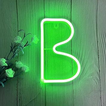 Custom Green Neon Light with Dual Power Supply - Energy-Efficient LED Sign for Cafe Studio Party & Home DecorationLetters B