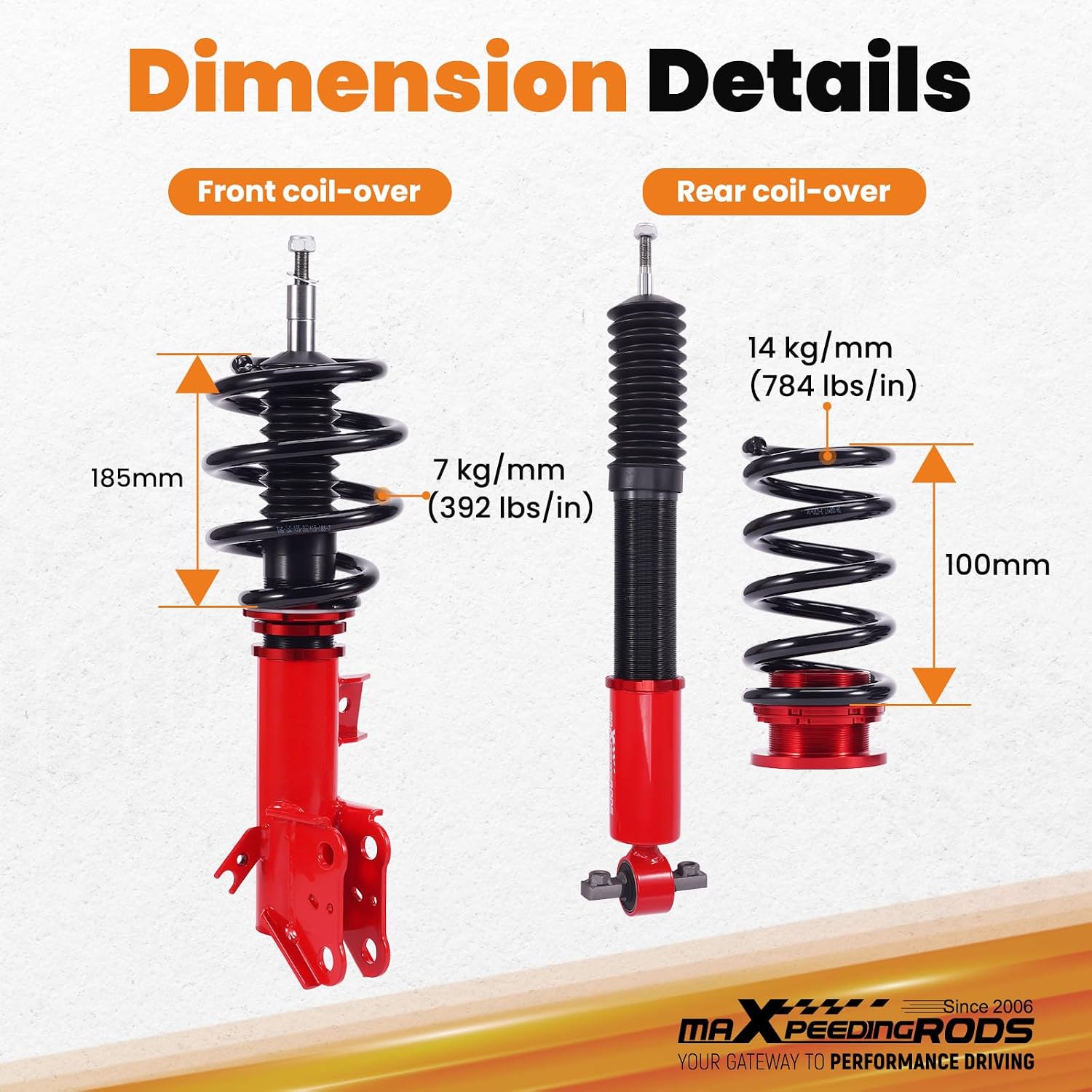 maXpeedingrods Coilovers for Ford Fusion 2013-2020, for Ford Mondeo 2014-2022, Height Adjustable Coilovers Suspension Kit, Preset Damping Shock Absorber Struts Lowering Kit Red