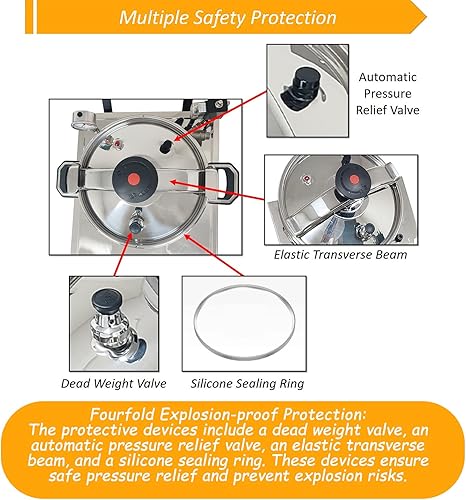 Miniatura 3 de Freidora a presión comercial de 16L, freidora eléctrica inteligente con 5 preajustes, tubo de calefacción exterior para aceite más saludable,