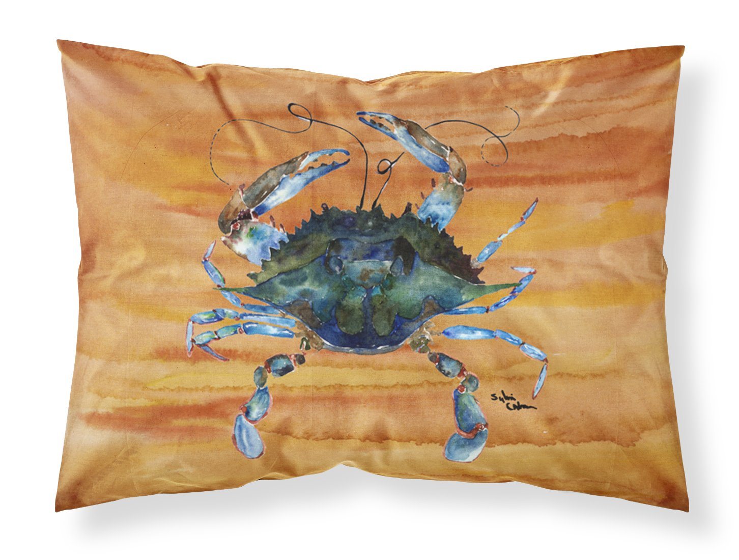 Taie d'oreiller crabe pour décorer votre lit de maison de vacances au style marin