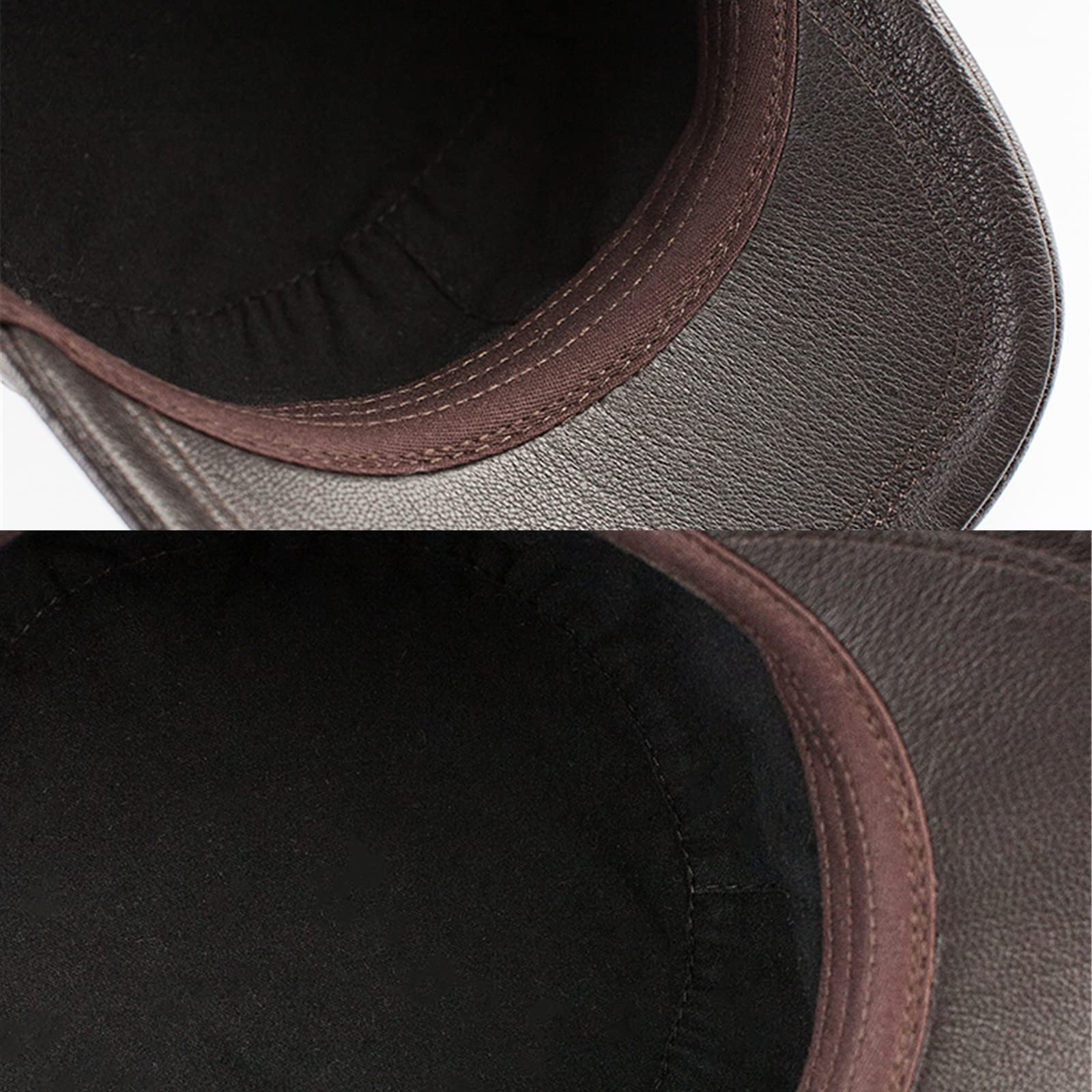 ZYC Męski kapelusz baseballowy jesień i zima na zewnątrz PU Leather Bluszcz Cap Klasyczny Golf Płaska Kapelusz Wojskowy Kapelusz Jazdy Kapelusz Wędkarski,Black,XL (57 58cm)