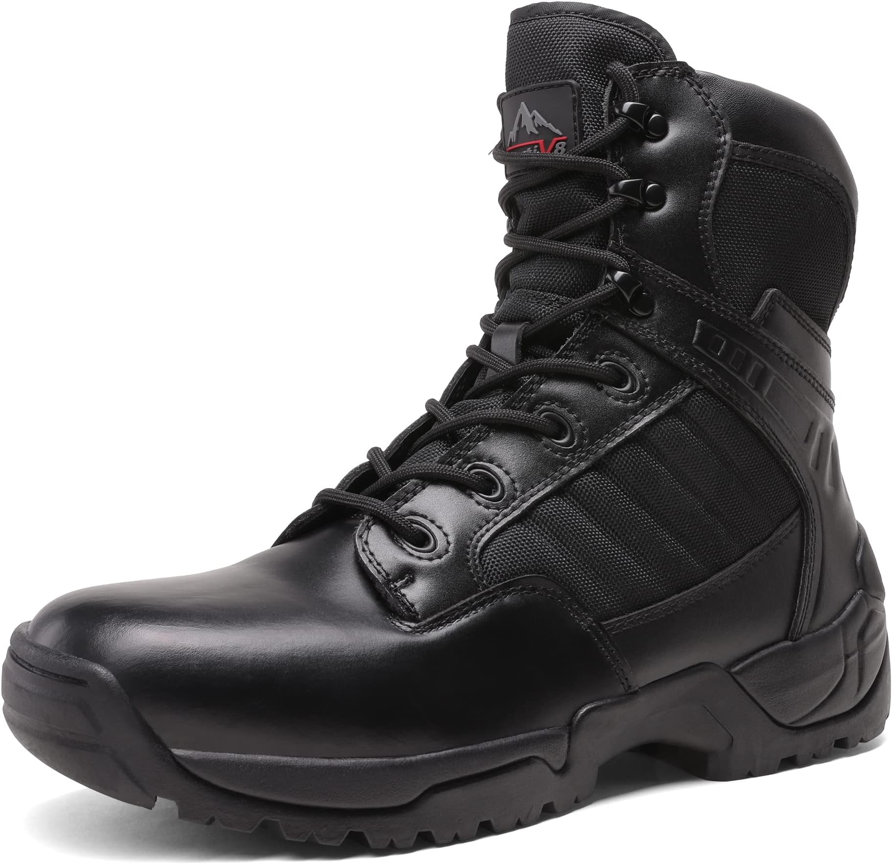 Men's Military Tactical Work Boots Side Zipper Leather Motorcycle Combat Boots
