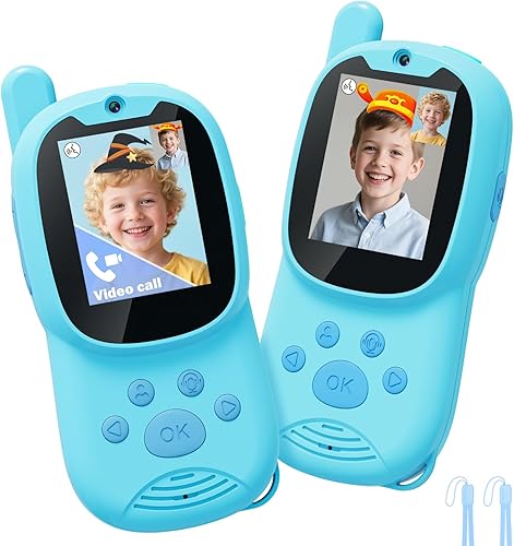 Miniatura 7 de Walkie talkies de video para niños, paquete de 2 walkie talkies recargables para niños pueden enviar mensajes, regalos de Navidad y cumpleaños para