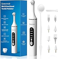 Vista 9 de Pulidor de dientes, kit de blanqueamiento dental recargable para limpieza y blanqueamiento de dientes, con 8 cabezales de cepillo, luz LED, 5 modos