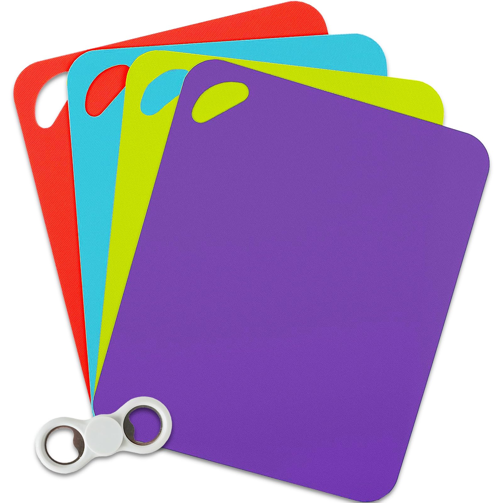 Cutting Boards for Kitchen Set - Bundle of 4 Flexible 11.5"" x 7.5"" Cutting Mats With Odor and Stain Reistance, BPA Free | Chopping Board Non Slip, Red, Blue, Green, Purple