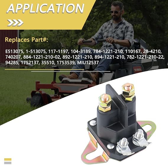 117-1197 Starter Solenoid Fit for Exmark Lawn Boy Toro | for Timecutter SS5000 Z4200 SS4225 SS4235, Replaces 784-1221-210 E513075 1-513075, 104-3189 74629 Time Cutter Riding Mower