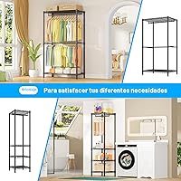 Vista 6 de Ulif Perchero E10 (Con Barra Colgante Extensible) Percheros Independientes para Colgar Ropa, Sistema Organizador de Armario Ajustable, Perchero