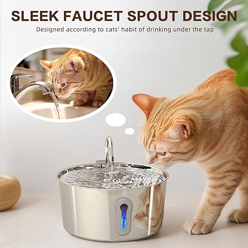 Miniatura 3 de Fuente de agua para gatos de acero inoxidable, dispensador automático de agua para perros de 135 oz4 litros con bomba ultra silenciosa y 2 filtros