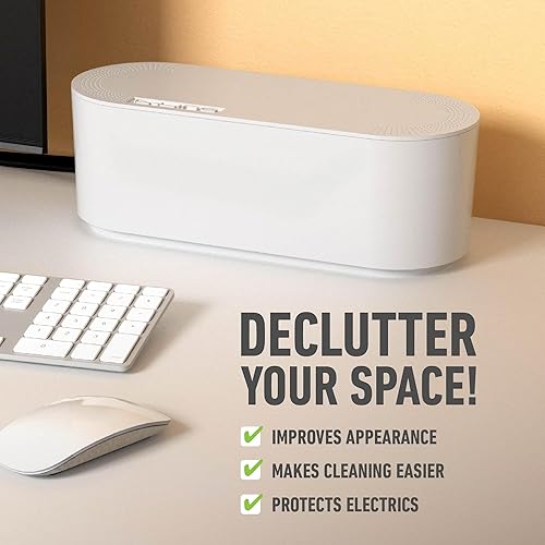 Vista 11 de D-Line Caja de gestión de cables, soporte para regleta de alimentación, ocultadores de salida de suelo, organizador de cables de escritorio, cables