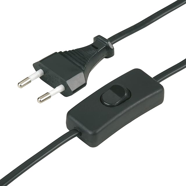 REV 0505681555 przewód zasilający, kabel z przełącznikiem i wtyczką euro, 2 m, maks. 2 A, czarny