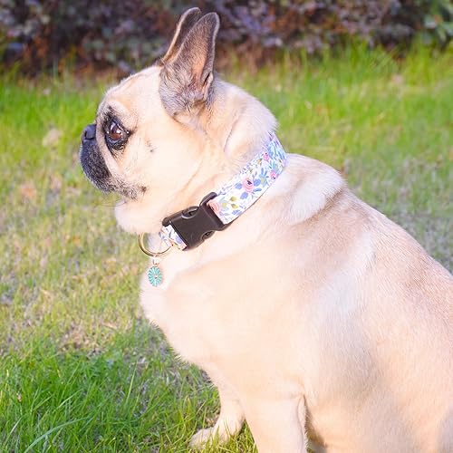 Miniatura 6 de Lindo collar de algodón para perro, patrones de flores, collares suaves y ajustables para cachorros, para hembras, perros pequeños, medianos y