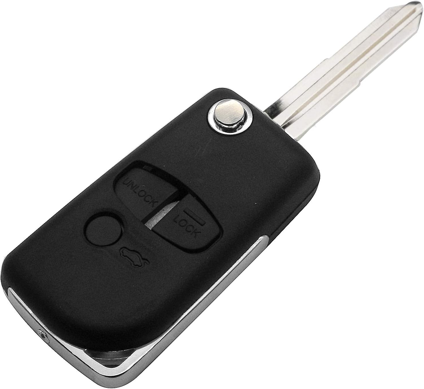 AjaxStore - Remote Modified Flip Car Key Case For Mitsubishi Pajero Sport Outlander Grandis LANCER-EX ASX 2/3 Button Fob Shell