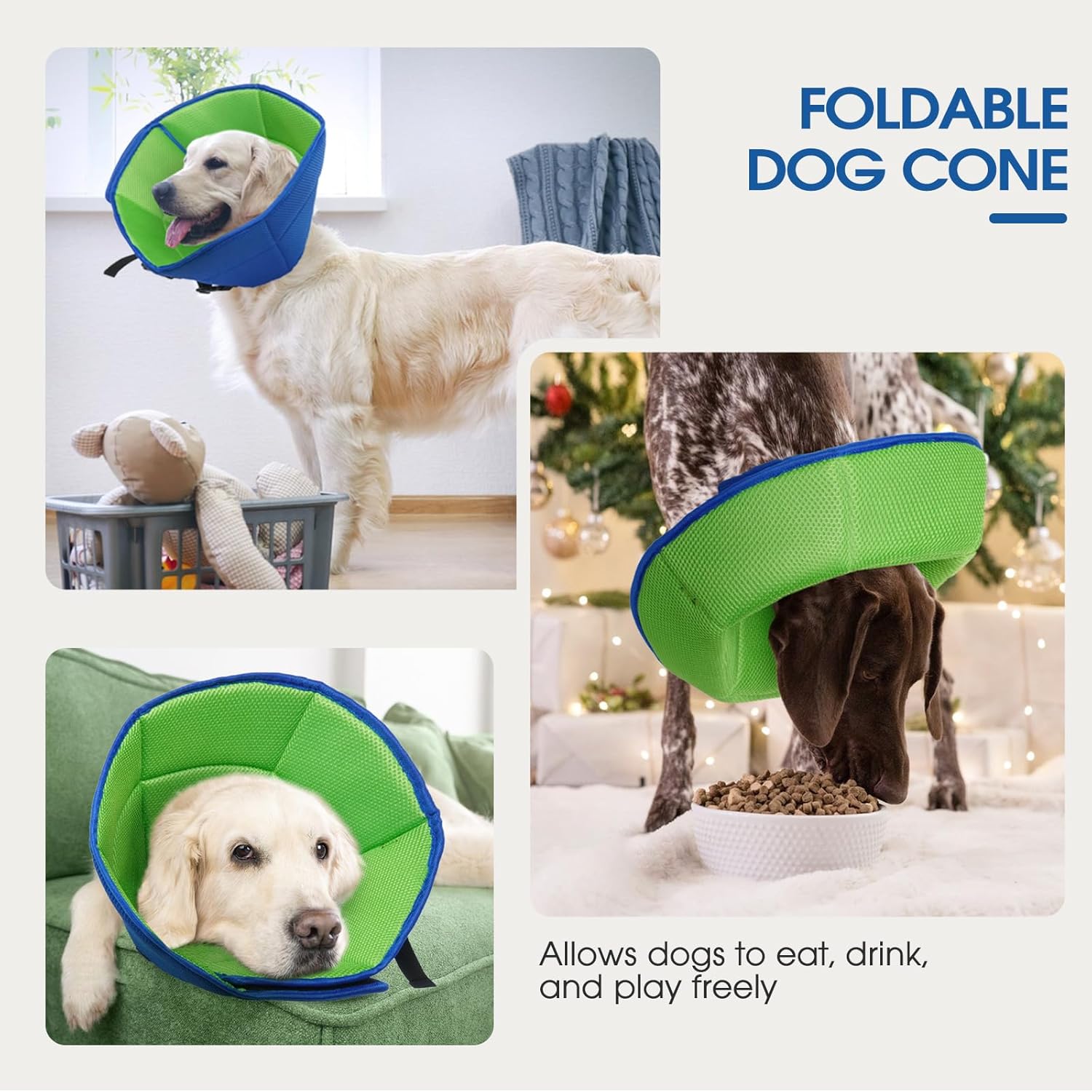 Dog Cone Collar After Surgery for Medium Dogs, Adjustable Soft Recovery Cone for Dogs to Stop Licking Biting, Comfortable Pet Elizabethan Alternative for Wound Healing