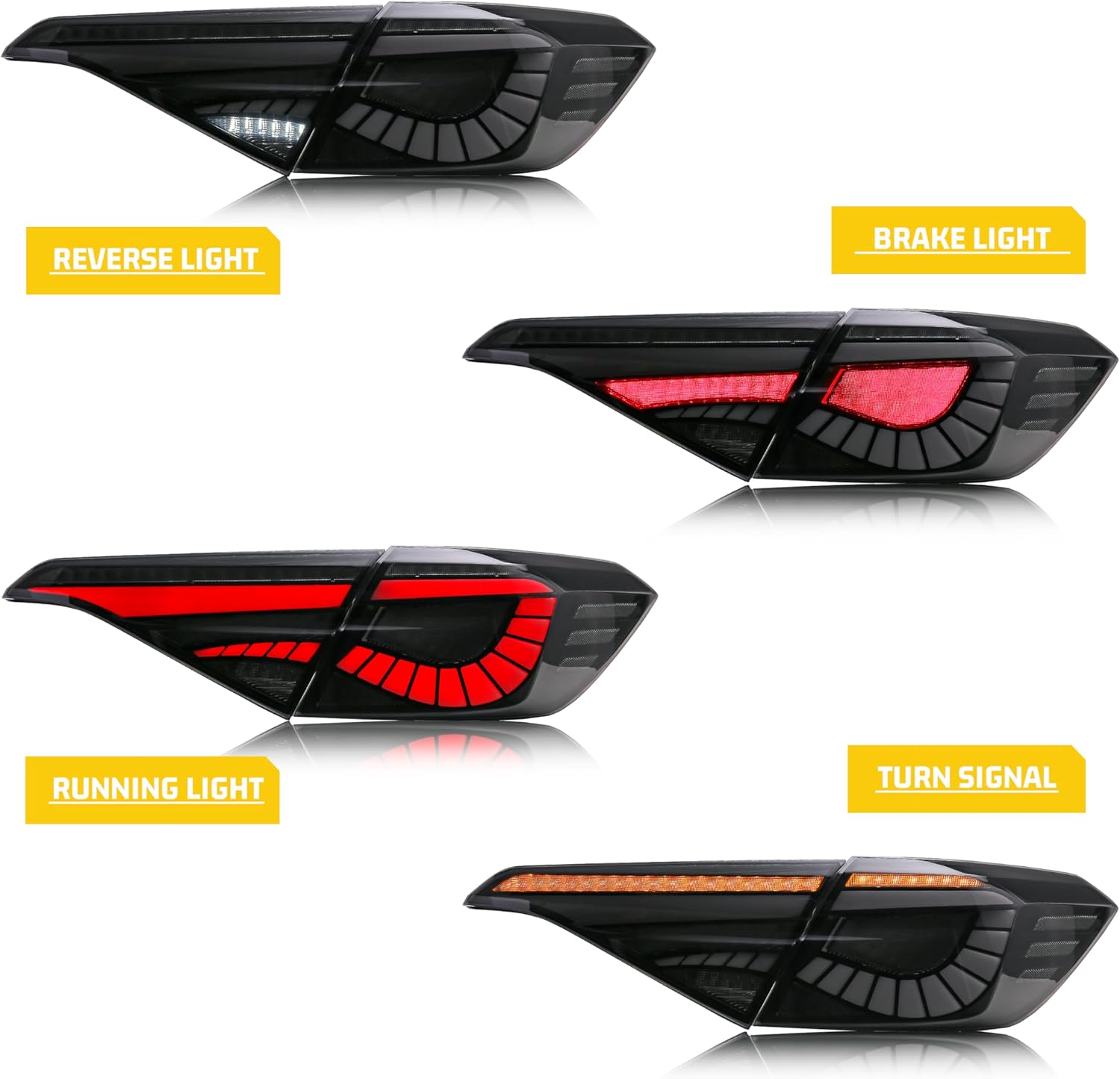 LED Tail Lights Assembly Compatible with Honda Civic 2022-2025 11th Gen Sedan Start-up Animation Sequential Turn Signal Rear Lamps Accessory
