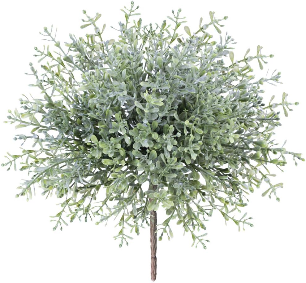 Set of 4 Artificial Greenery Bushes Artificial Plants Artificial Boxwood Shrubs for Home Garden Patio Kitchen Farmhouse Wedding Décor (Seeded Boxwood)