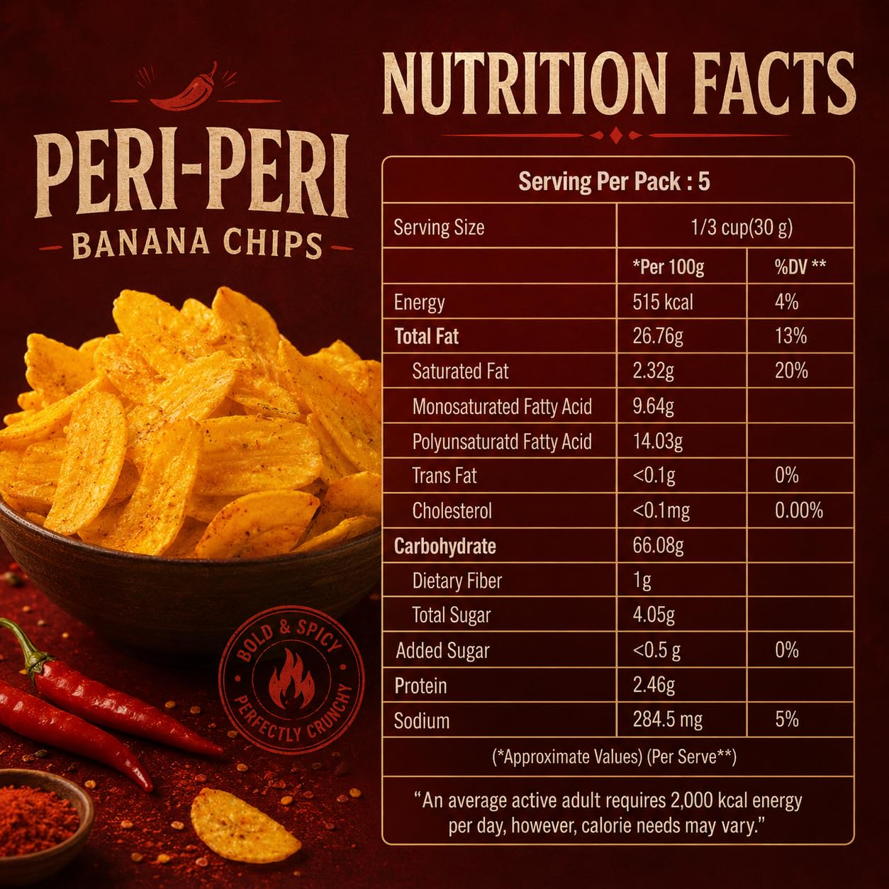 Golden Chaska Peri Peri Banana Chips, Ultra Thin Crispy Snack, 125g 3