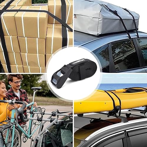 Miniatura 5 de Otherya 1" x 12 Ft Motorcycle Tie Down Straps (4 Pack) Lab Tested 1100lb Break Strength, Steel Cambuckle Tiedown Set with Integrated Soft Loops -