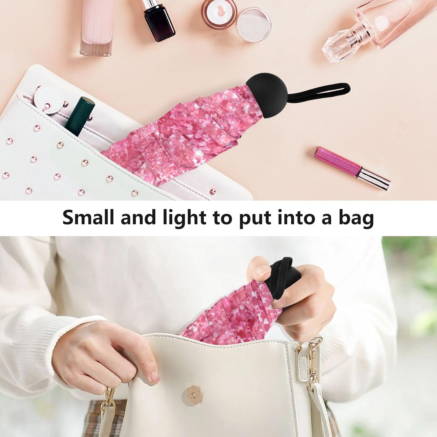 JIPONI Mini Travel Umbrellas for Rain, Small Umbrella Compact Waterproof Anti-UV Protection Lightweight Portable 02