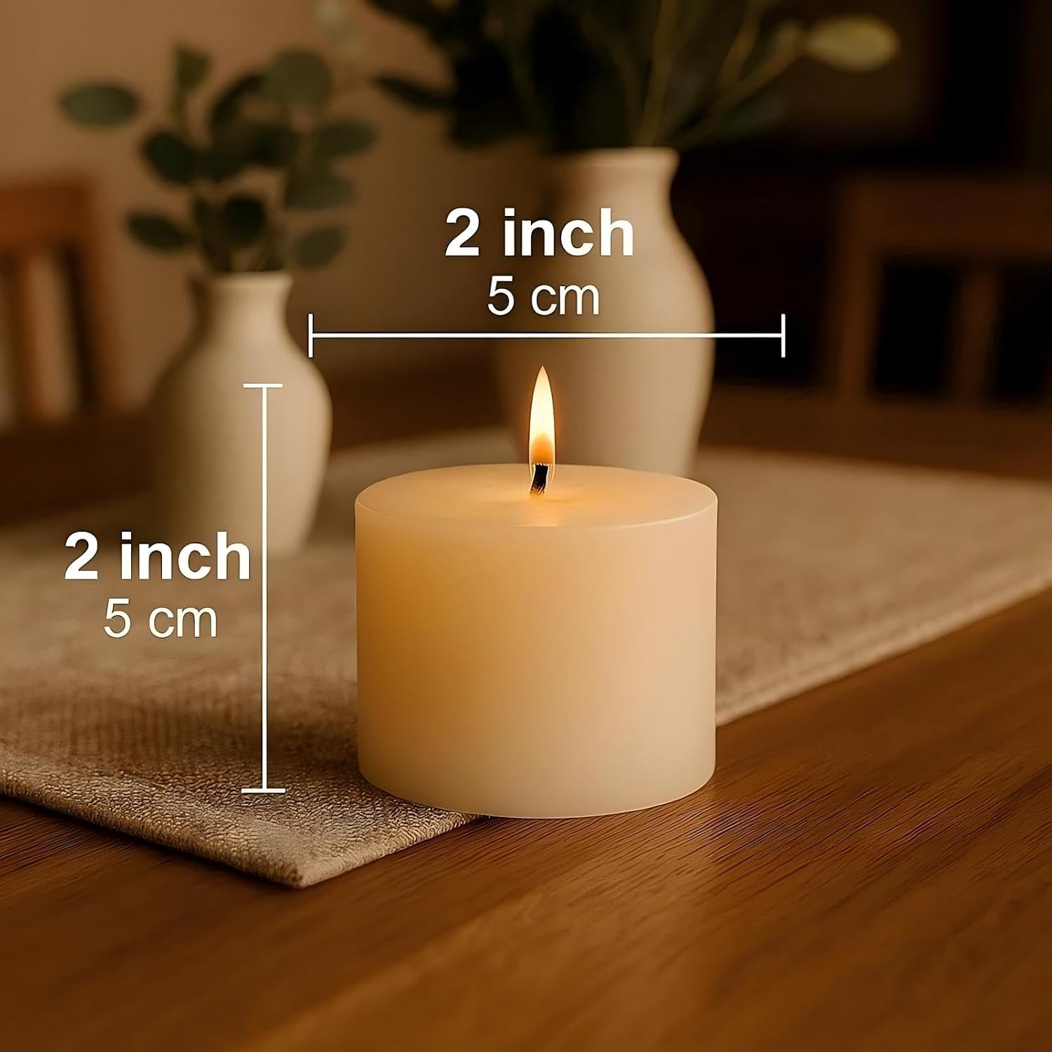 12 Pack Unscented Pillar Candles, 2x2 Inch Classic Ivory White, 12-Hour Burning Smokeless Candles for Wedding Decorations, Centerpieces, Emergency Kit, Dinner, Home Gatherings & SPA