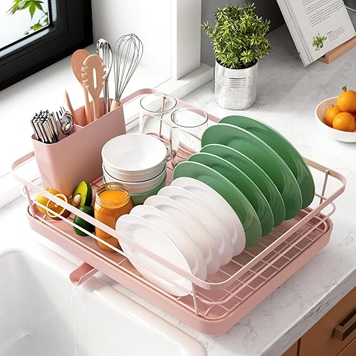 Miniatura 76 de Kitsure Escurridor de platos para encimera de cocina, artículos esenciales de organización y almacenamiento de fregadero de acero inoxidable con Gris