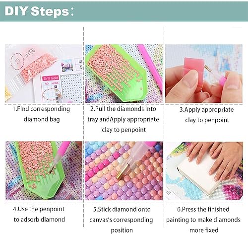 Miniatura 8 de QUITEDEW Kits de pintura de diamantes para adultos, dibujos animados artísticos de diamantes, pintura con diamantes, animación de taladro completo,