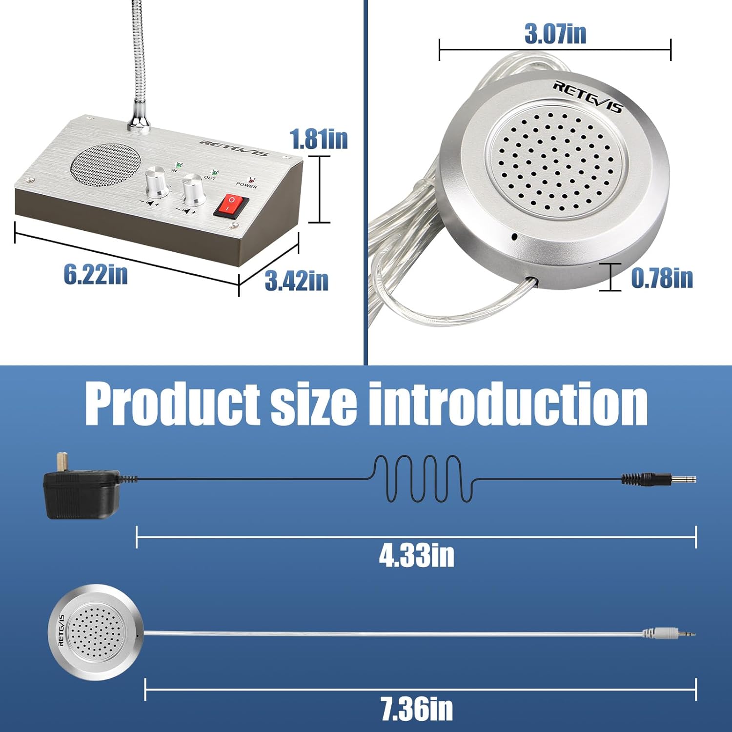 Dimensions of Retevis RT-9908 main unit and external speaker