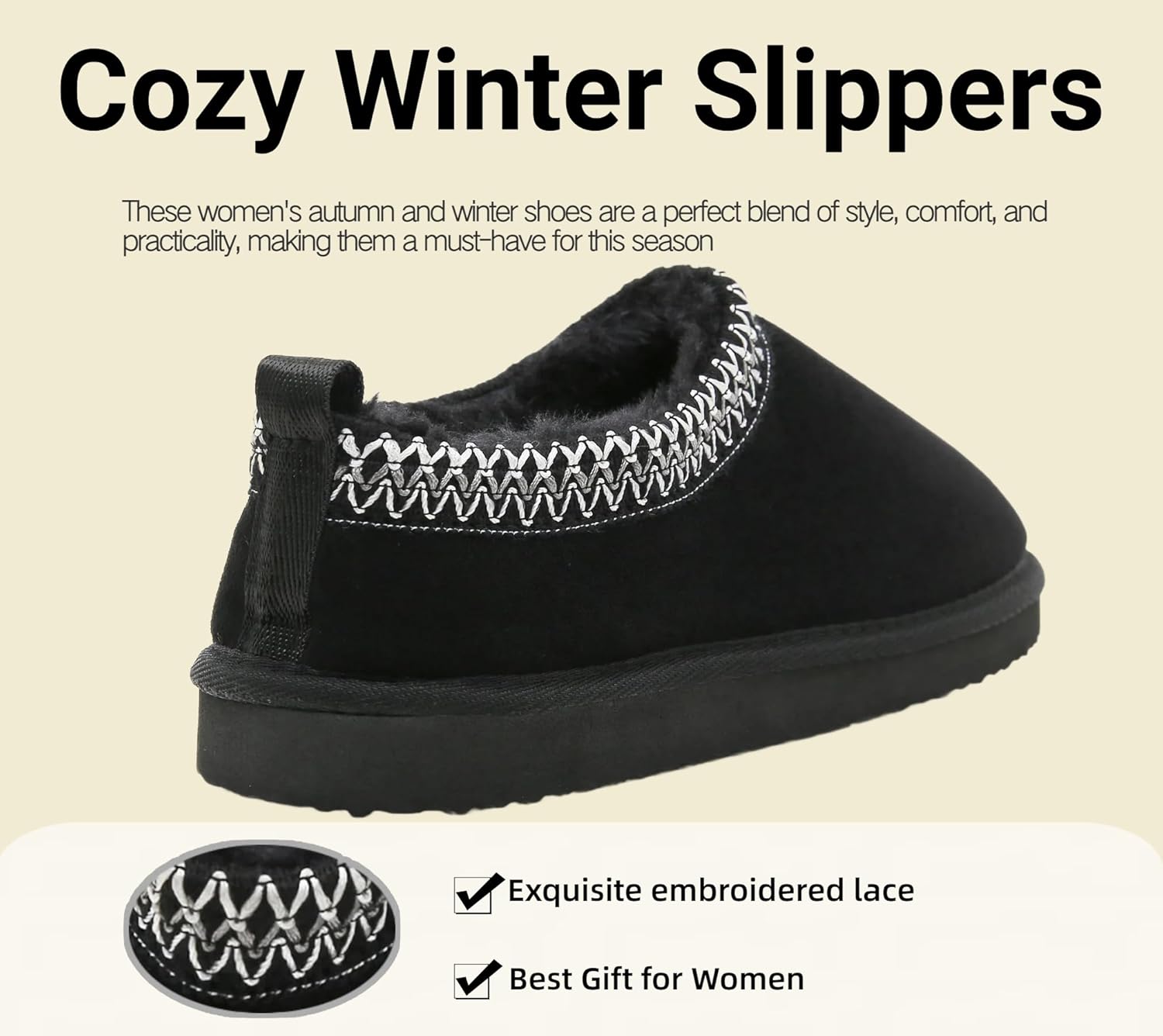 SMajong Women's Fuzzy Slippers Cozy Memory Foam House Shoes Winter Warm Loafer Slippers Indoor - Image 6