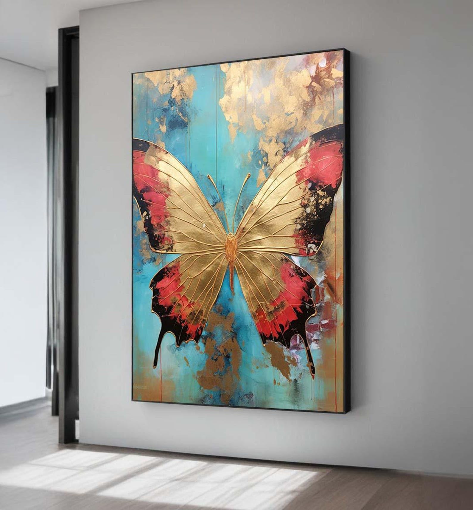 Tableau papillon doré pour sublimer votre déco de chambre à coucher cocon - 8