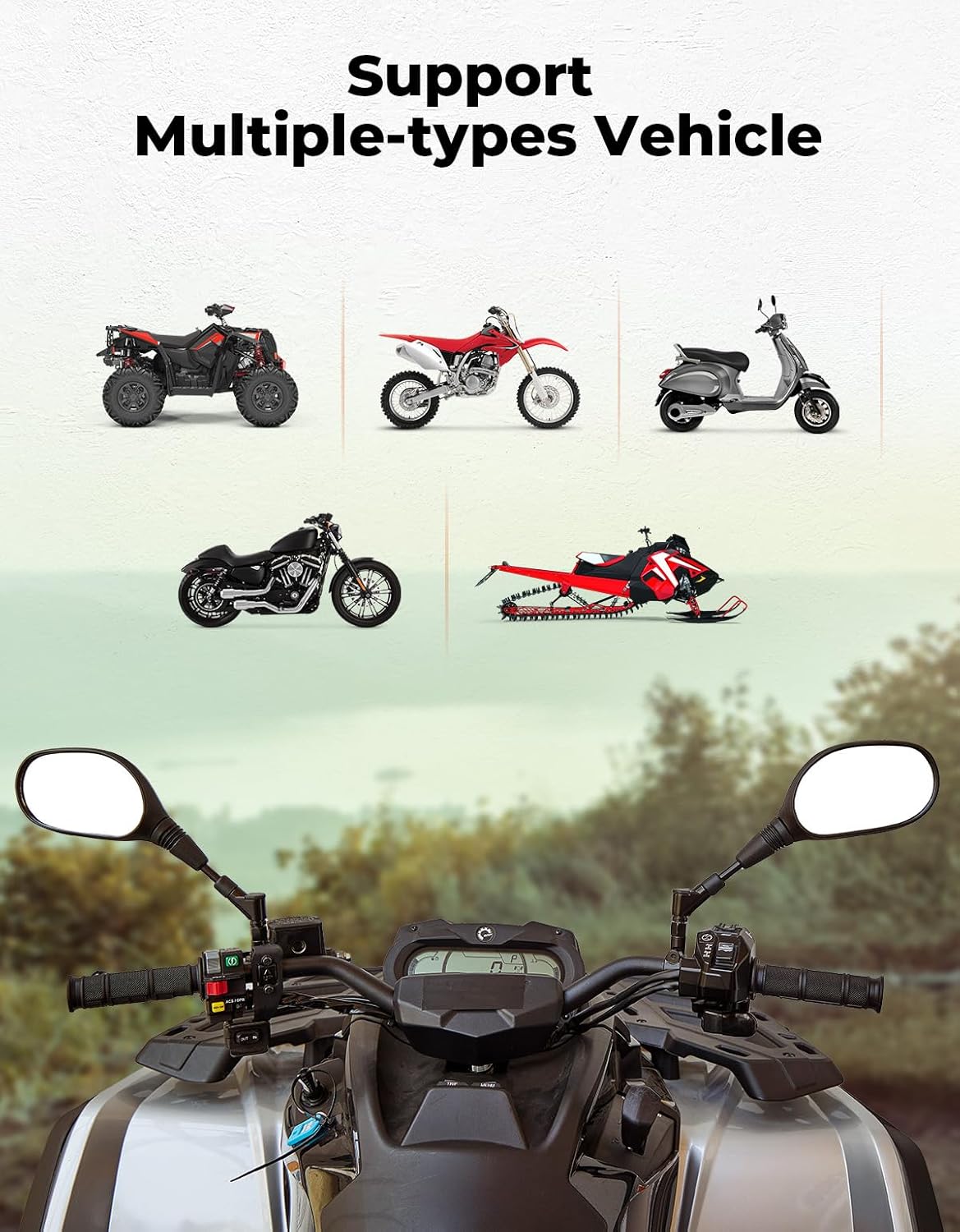 KEMIMOTO ATV Mirrors Multi-angle Adjustable 10MM Motorcycle Mirrors Side Rearview for 7/8" Handlebar Compatible with ATV Dirt Bike Scooter Snowmobile - Image 5