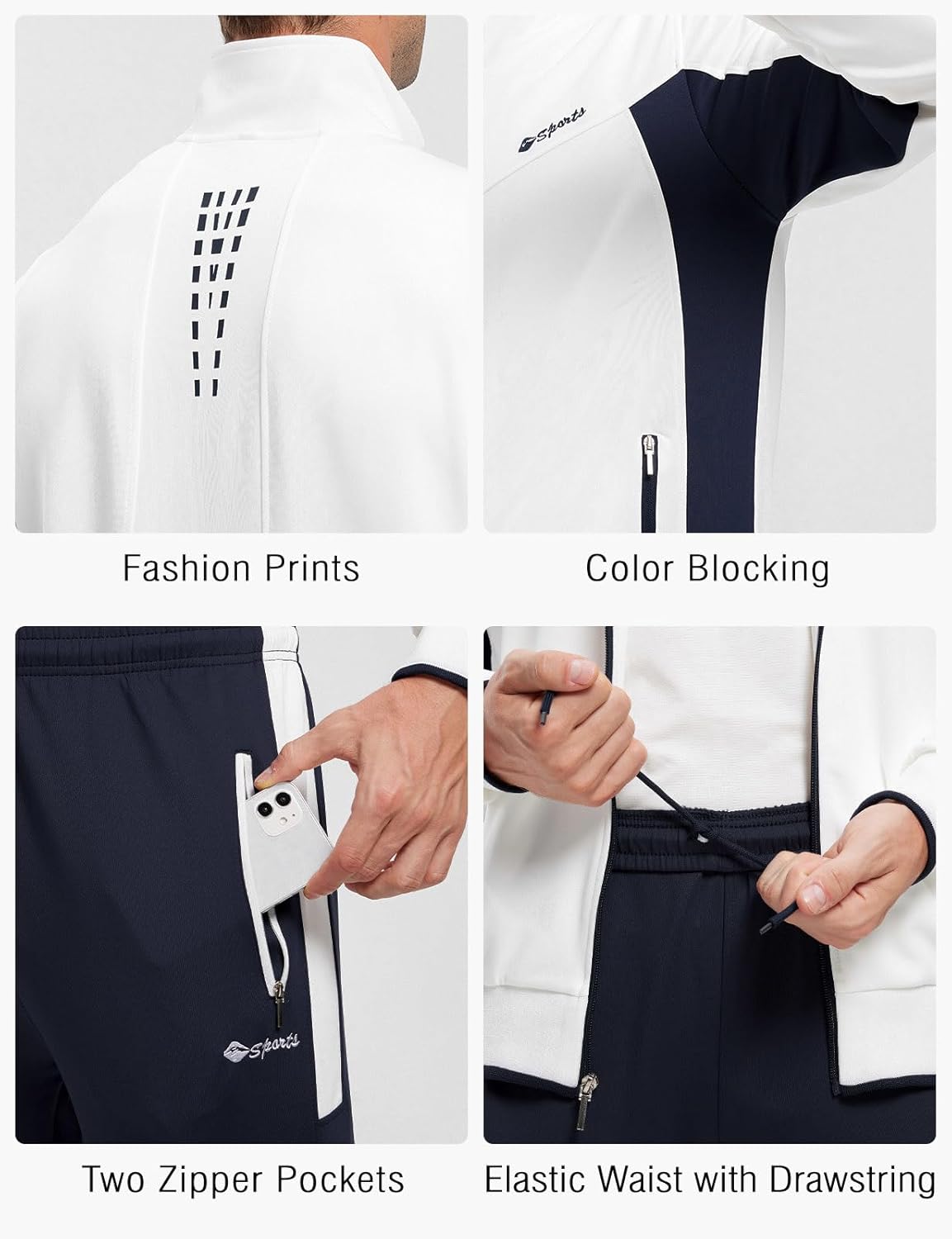 Rdruko Men's Tracksuit Sweatsuits 2 Piece Set Athletic Jogging Gym Activewear Sweat Track Suits Sets - Image 5