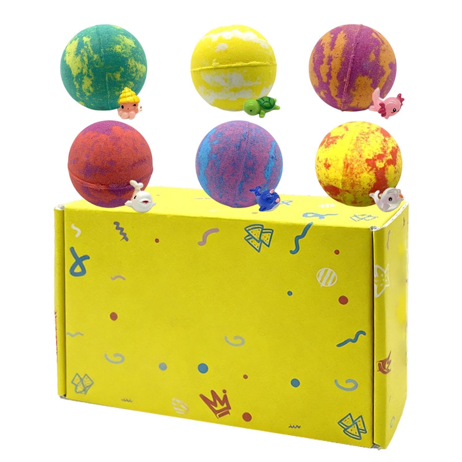 Badebomben für Kinder mit Spielzeug im Inneren 6 Stück Blasen
