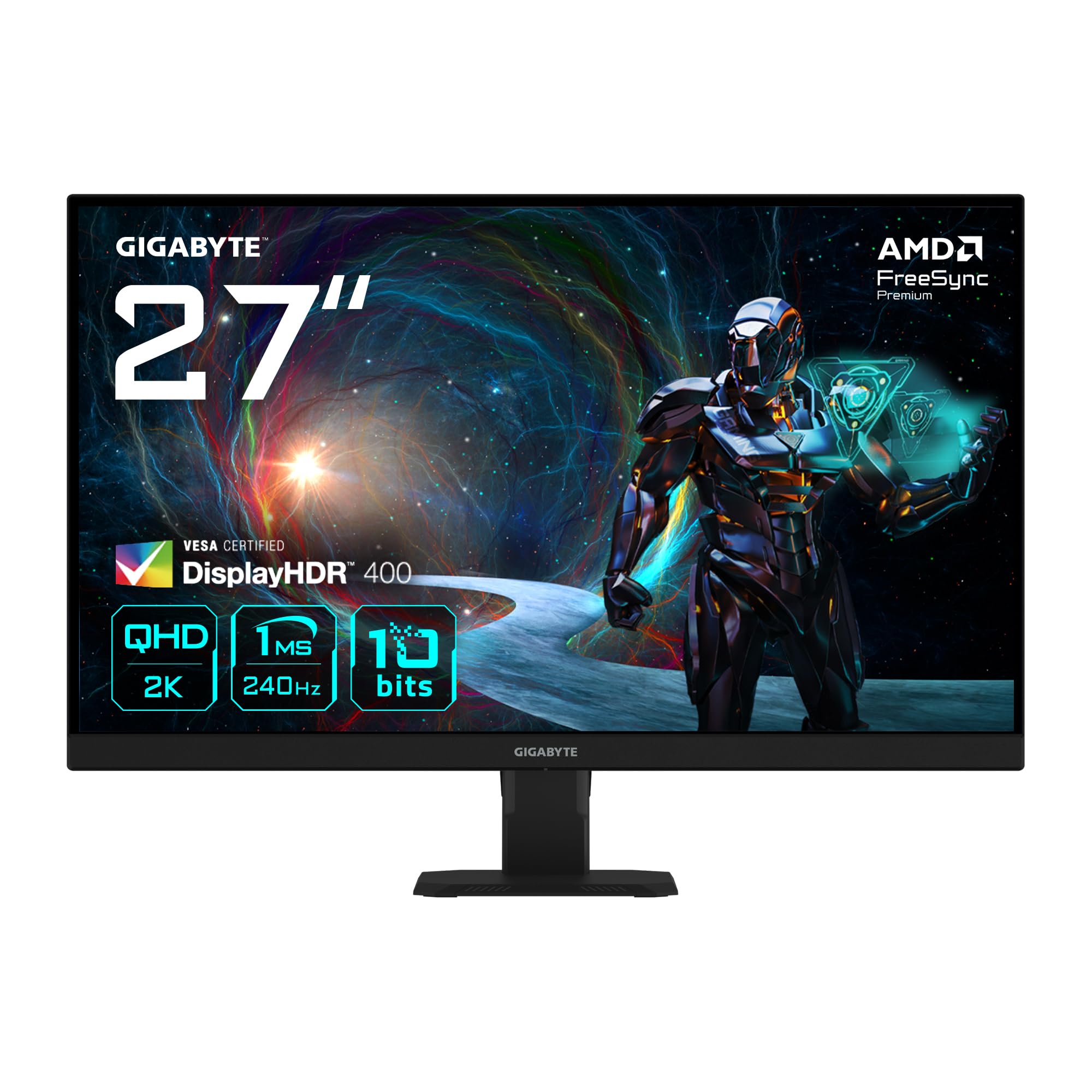 Gigabyte GS27QXA Monitor de jogos QHD de 27 polegadas - 2560 x 1440, 240Hz, 1ms, 350CD/m², AMD FreeSync Premium, DisplayHDR 400, HDMI 2.0, Displayport 1.4