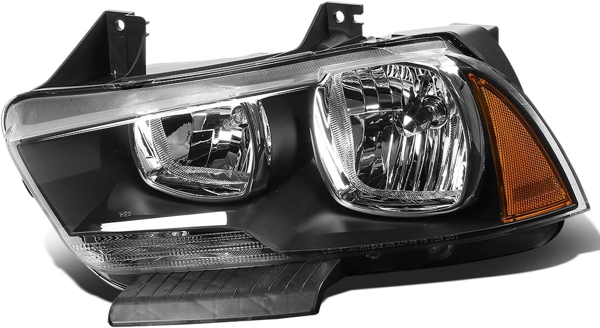 Auto Dynasty Headlight Assembly Compatible with 2011-2014 Dodge Charger, Factory Style Headlamp Replacement, Driver Left Side, Black Housing Amber Corner, CH2502232