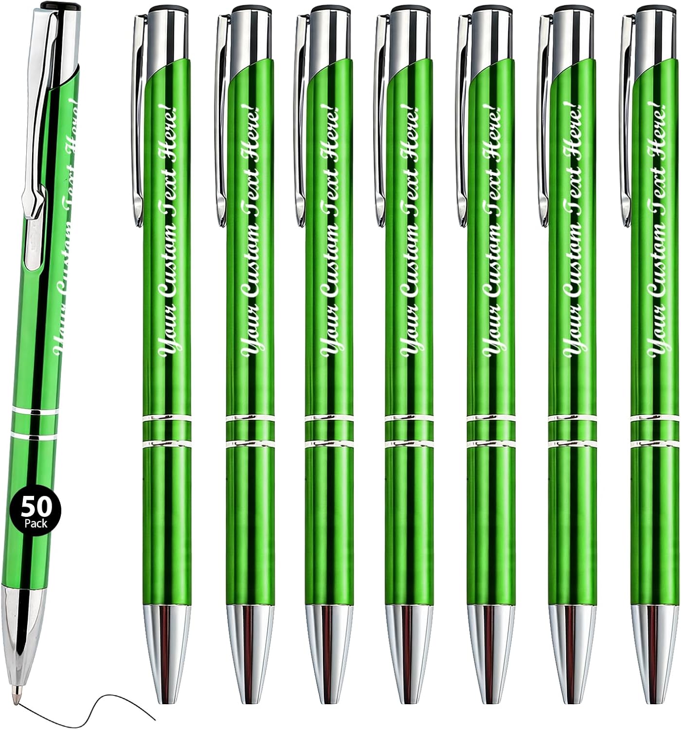 HISHER Wholesale Personalized Click with Your Logo or Message-Custom Retractable Pens-Pack of 50