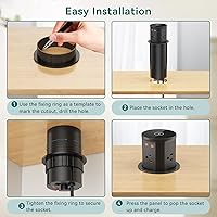 Vista 7 de QBA Toma de corriente desplegable para encimera con PD 20 W USB-C, cargador inalámbrico de 15 W, toma de corriente desplegable con 4 tomas, 3