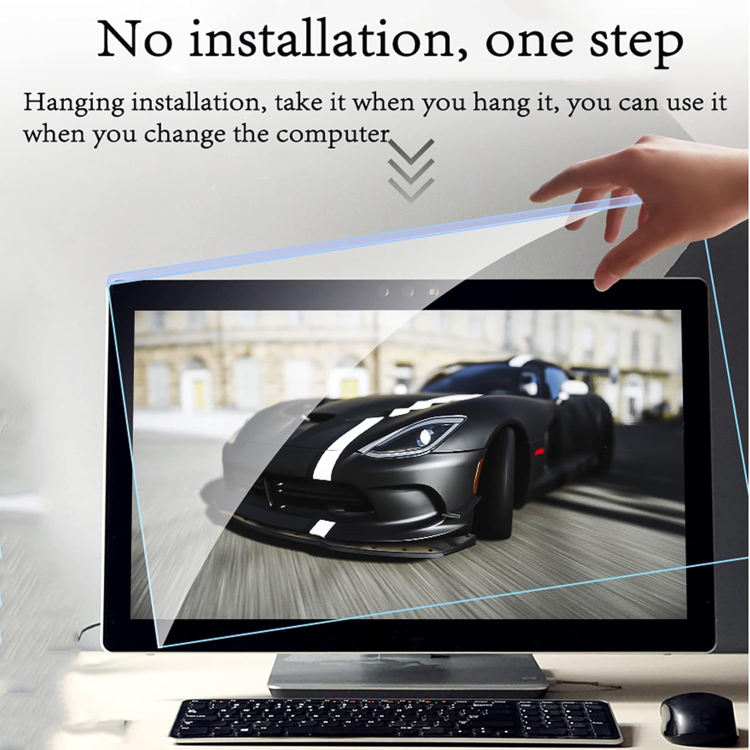 WLWLEO Anti Blue Light Computer Screen Protector Universal Acrylic Hanging Protector Panel Anti Scratch Protector Film for 18.5/21.5/22/24/27 Inch Monitors,22 inch