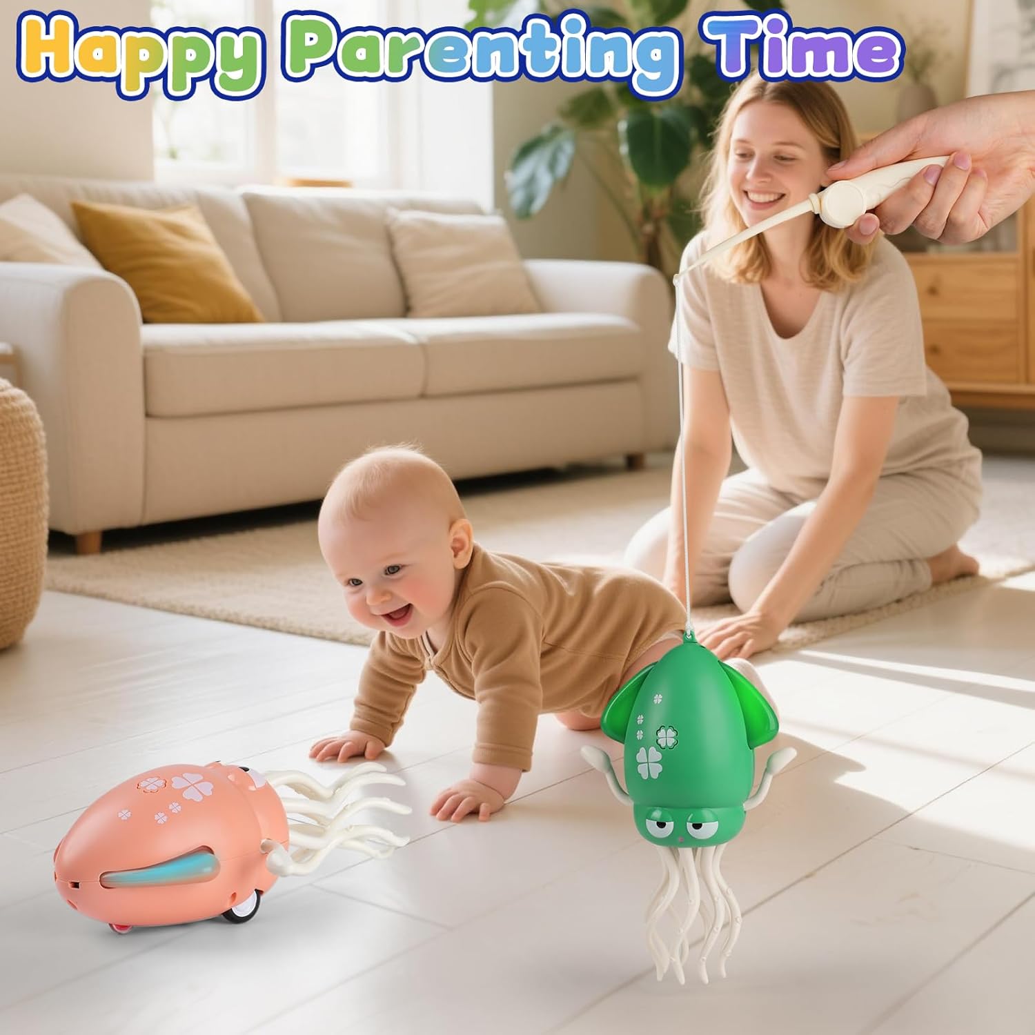 Stocking Stuffers Dancing Octopus Toy,Baby Toys 6-12-18Months Electric Crawling Octopus with Light&Music,Dancing Squid Tummy Time Toys for Baby 3 4 5 6 7 8 9Months,1st Christmas Birthday Gift for Boys