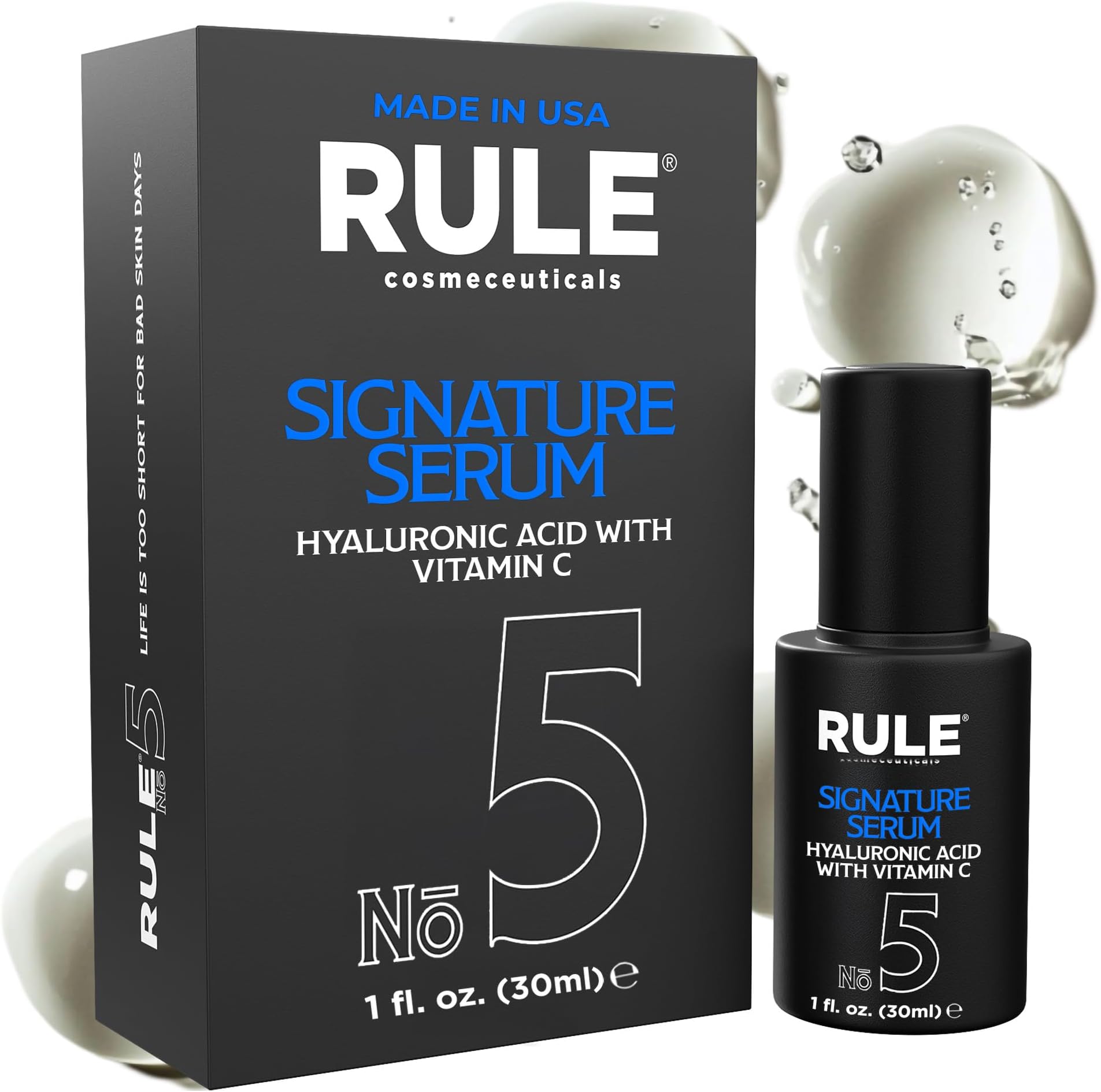 RULE Vitamin C Face Serum for Men with Hyaluronic Acid, Caviar & Niacinamide ...