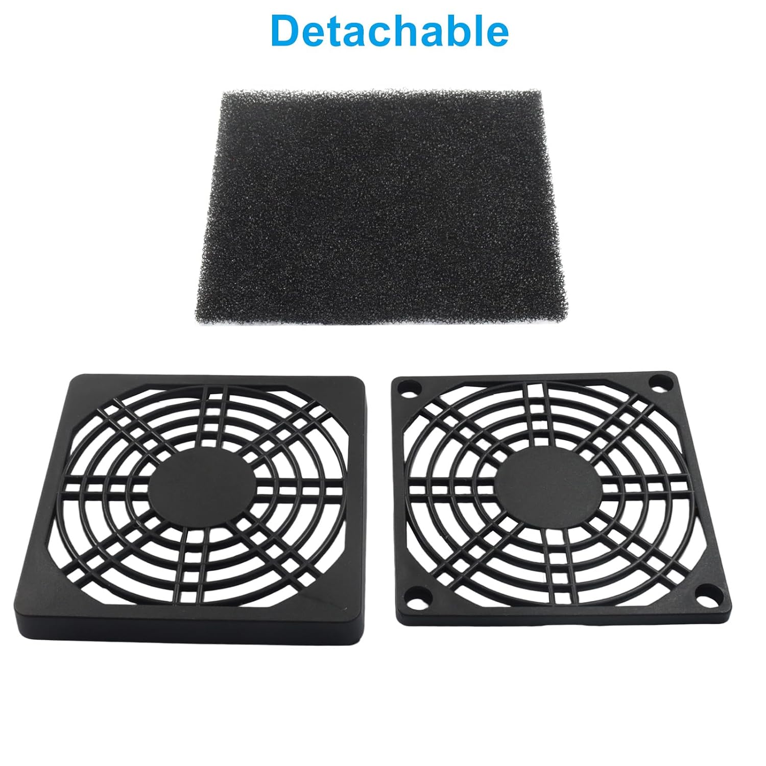 Hitefu 80mm Black Plastic Fan Filter Cover, 4 Pcs