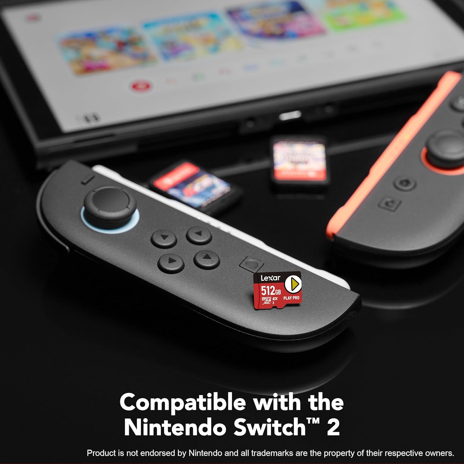 Lexar Play PRO microSD Express Card inserted into a Nintendo Switch 2
