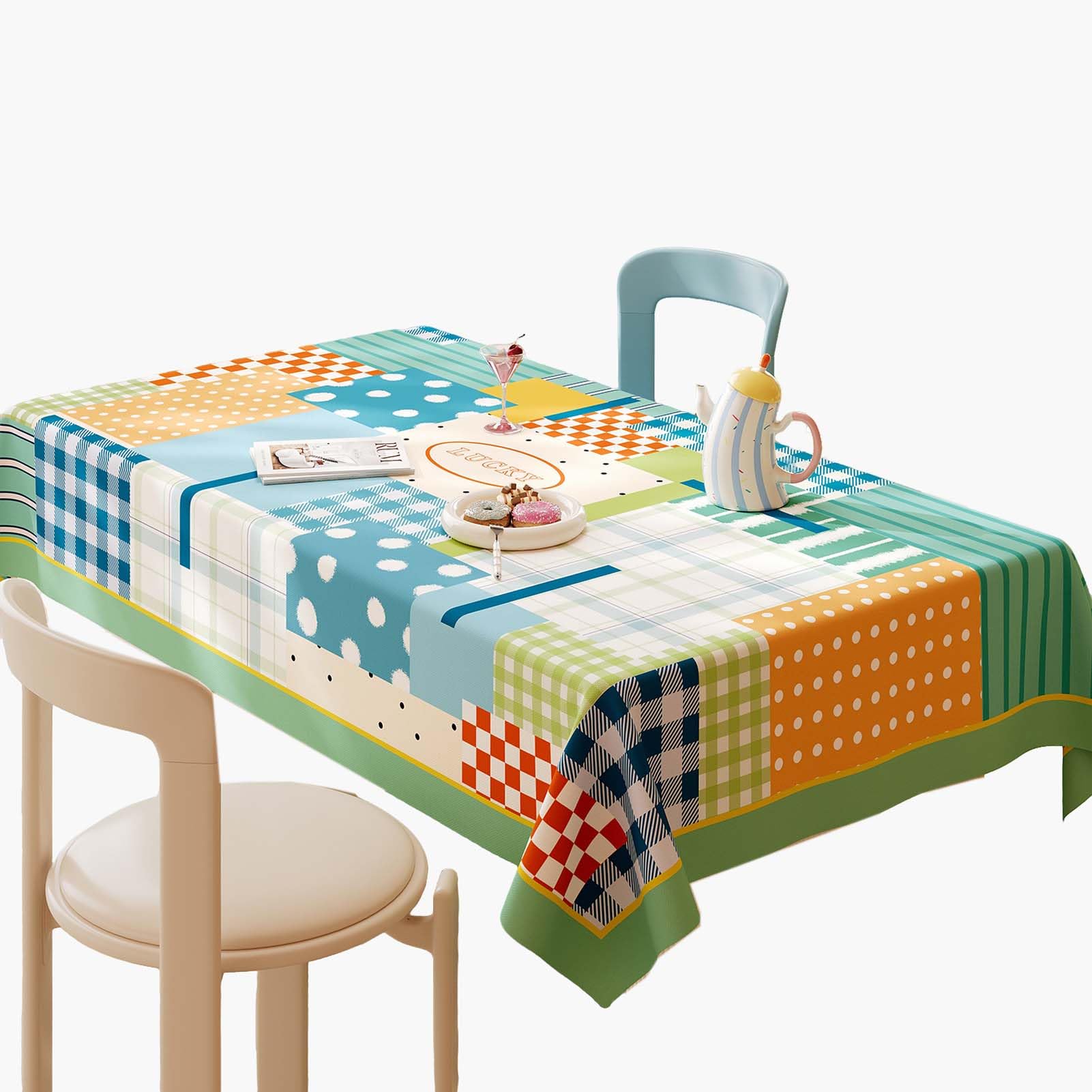 Mantel Rectangular Lavable Impermeable De PVC, Mantel Antimanchas Y Antideslizante, Protector De Mesa para Cocina Jardín Terraza, Mantel Impermeable Flexible Y Fácil De Limpiar