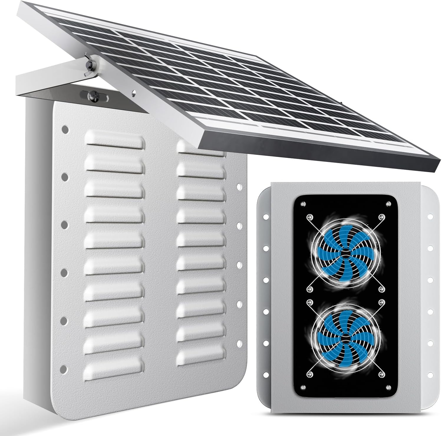 Photo voltaic Powered Delivery Container Vent Fan – Power Environment friendly Twin Followers, Rust Proof Design, Energetic Airflow Prevents Condensation & Overheating for Conex Containers, Sheds, Warehouses, Tiny Houses