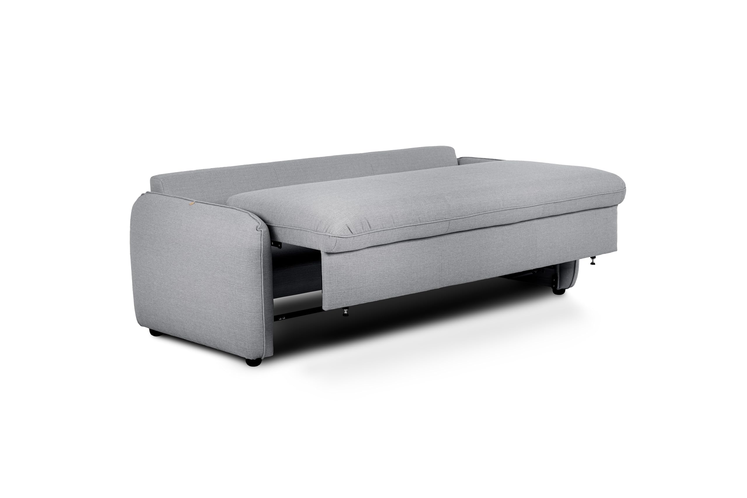 BUDWING Chloé Sofá Cama 4 Plazas - Chaise Longue – Sistema EasyBed, Tapizado en Poliéster – Estilo Nórdico – Apertura Rápida y Sencilla – 225x140x91cm – Gris Mineral